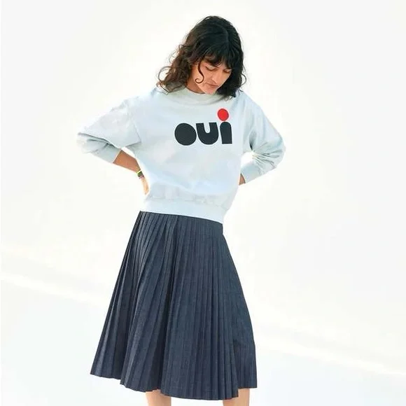 CLARE V. LE DROP OUI SWEATSHIRT - PALE BLUE - Picture 2 of 4